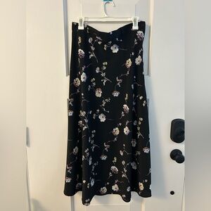 VTG Black Floral Midi Skirt Fairy Whimsigoth Cottagecore Bohemian Renee Adams